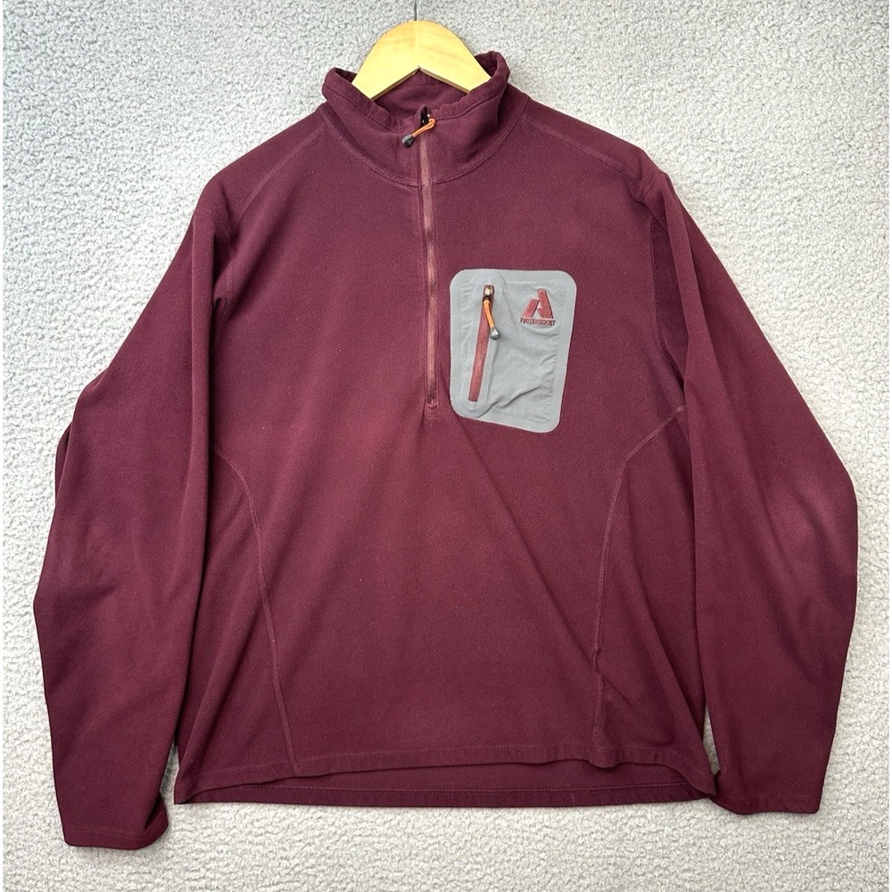 Eddie Bauer First Ascent Mens Large Plum Cloud Layer 1/4 Zip Fleece Pullover